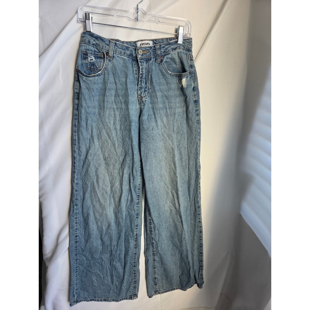RSQ High Rise Wide Leg Jeans Womens Blue Light Wash Relaxed High Wide